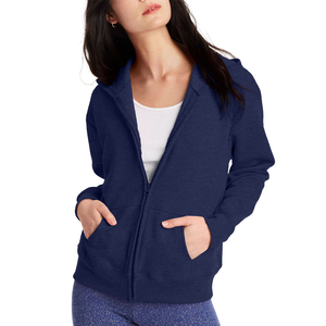 Sweat-shirts à capuche zippés pour femmes, décontractés, respirants, doublés, 100 % coton molletonné, écologiques, manches longues, service OEM personnalisé - Product Image 1