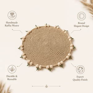 Wholesale Price Top Selling <b>Table</b> <b>Mat</b> Custom Handmade Place <b>Mat</b> Round Elegant Raffia <b>Table</b> <b>Mat</b> from Indian Exporter - Product Image 5