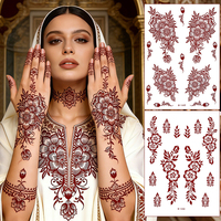 Nouveaux autocollants de tatouage temporaire au henné pour mariage, motif dentelle noire sexy, pour visage, jambes, mains, poignets, en papier blanc, écologiques