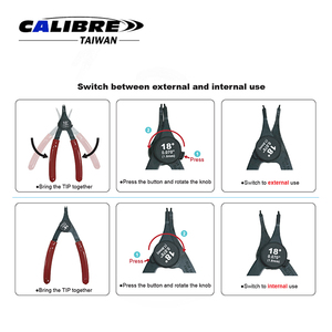 TAIWAN CALIBRE Ensemble de 6 pinces à circlips convertibles pour intérieur et extérieur - Product Image 2