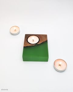 Portavelas de Resina y Madera Hecho a Mano, Decorativo, para Velas de Té, Decoración del Hogar, Portavelas de Mesa, Craftera Exports - Product Image 2