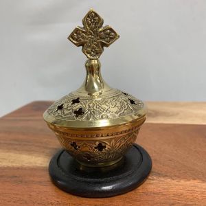 Brass Incense <b>Burner</b> With Cross Top Hand-Made Religious Aromatic Diffuser <b>For</b> Church Use Aromatic Use Incense <b>Burner</b> - Product Image 1
