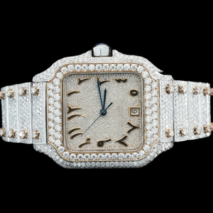 <b>Men</b> Hot Selling 925 Sterling Silver Antique <b>Watch</b> Custom Arabic Numeral Moissanite Diamond <b>Watch</b> Party wear Collection - Product Image 1