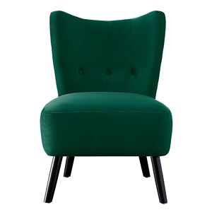 Poltrona in Velluto Verde con Schienale Trapuntato a Bottoni, Stile Unico, Arredamento Moderno per Casa, Gambe in Legno Finitura Marrone per Soggiorno - Product Image 2
