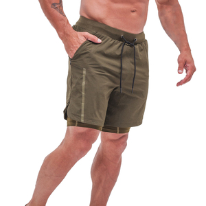 Men Sports Running Shorts Double <b>Layer</b> Quick Dry Workout Shorts with Inner Compression Support - Product Image 1