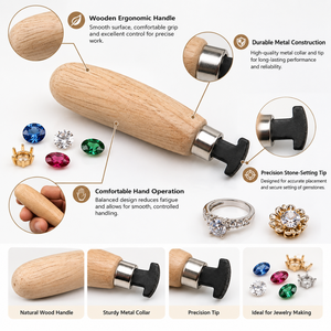Outil à rouleau rainuré pour sertissage de pierres avec manche en bois, pour la gravure et la pose de pierres de bijouterie, fournitures de bricolage pour orfèvres MANAN INSTRUMENTS - Product Image 6