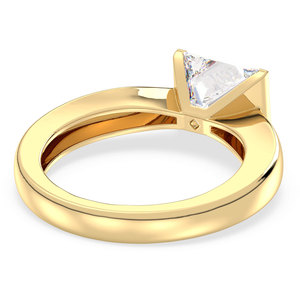 REYES Princess Cut <b>Solitaire</b> Moissanite <b>Ring</b> in 925 Sterling <b>Silver</b> with 14K Yellow Gold Plated Birthday Gift Fine Jewelry - Product Image 4