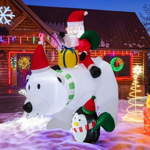 Babbo Natale Gonfiabile da 2,1 m su Orso con Sacchi Regalo e Scatola Regalo con Pinguino - Product Image 3