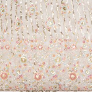 Luxury Sequin Embroidery Fabric <b>Mesh</b> <b>Net</b> Lace Fashion Textile For Women Garment Boutique And Wholesale Exporters - Product Image 3