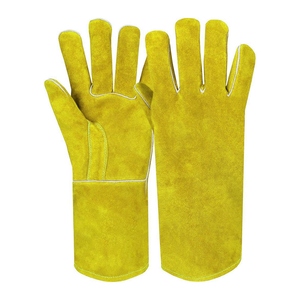 Gants de soudage robustes en cuir de vachette pleine fleur, paume de hockey, résistants à la chaleur et à l'abrasion, épais, pour usage industriel - Product Image 5