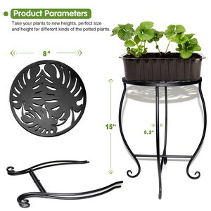 Support de plantes rond large en fer pour pots de fleurs, résistant à la rouille, pour l'intérieur et l'extérieur, support de pot de fleurs facile à assembler, présentoir de plantes en métal - Product Image 3