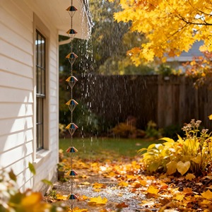 Chaîne de pluie artisanale colorée de qualité supérieure, ajoute un élément ludique et artistique au flux d'eau dans les jardins et les espaces extérieurs. - Product Image 2