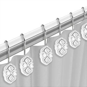Monaco 12pc Classic Luxury Contemporary Design Bathroom Shower <b>Curtain</b> Set with 12 <b>Hooks</b> - Product Image 5