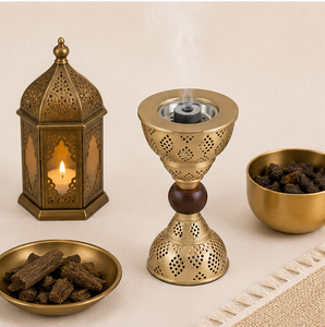 Quemador de incienso de latón metálico hueco, estilo árabe antiguo, Mabkhara, estilo de Oriente Medio, soporte para incienso de carbón y oud, incensario para Ramadán islámico - Product Image 5