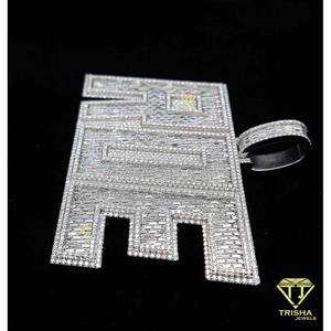 Custom <b>Initial</b> Letter Pendant Lab Grown Diamond 925 Sterling <b>Silver</b> Brilliant Cut Iced Hip Hop <b>Necklace</b> Rhodium Gold Luxury Gift - Product Image 2