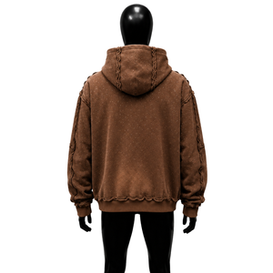 เสื้อฮู้ดซิปสีน้ำตาลพรีเมียม HIDDEN TRUTH สำหรับผู้ชาย ลายกราฟิก HIDDEN TRUTH ผ้าฝ้ายนุ่มคุณภาพสูง ทรงโอเวอร์ไซส์ ผ้าฟลีซลำลอง - Product Image 2