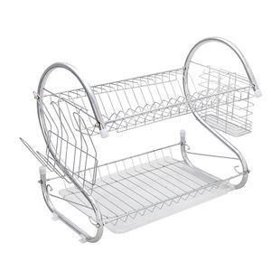 Égouttoir à vaisselle multifonctionnel en forme de S à double couche XH pour bols, assiettes, baguettes et cuillères - Product Image 5