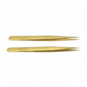 Pinzas Curvas de Acero Inoxidable Chapadas en Oro de Lujo para Extensión de Pestañas, Herramienta Aplicadora de Precisión para Uso Profesional de Belleza - Product Image 4