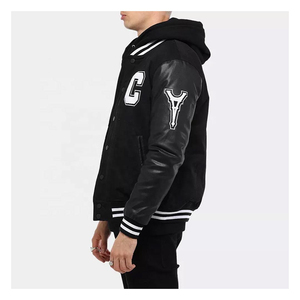 Personalized Logo Sportswear <b>Leather</b> Made <b>Long</b> Sleeve Wool Body Varsity <b>Jackets</b> Men High Streetwear Varsity Outerwear <b>Jacket</b> Men - Product Image 3