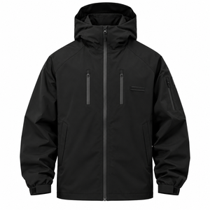 Men's Black Waterproof Soft <b>Shell</b> <b>Jacket</b> Hooded Zip Up Tactical Winter Coat - Product Image 1