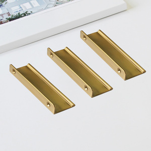 Cheap Price Brushed <b>Gold</b> Aluminum Alloy Edge <b>Pull</b> Cabinet Handle Minimalist <b>Drawer</b> <b>Pull</b> for Kitchen Bathroom Wardrobe - Product Image 3