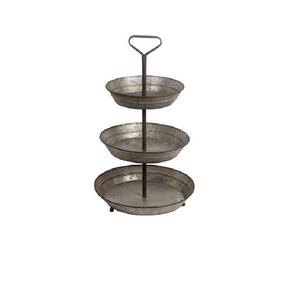 Bandeja de Servicio de Metal Galvanizado de 3 Niveles con Diseño Atractivo y Asa para Decoración del Hogar y Eventos, Ideal para Cupcakes y Postres - Product Image 6