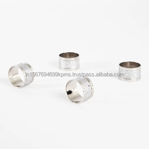 Rond de serviette en acier inoxydable de qualité supérieure perlé motif martelé réutilisable fiançailles/vaisselle Table créative/Look de mariage - Product Image 4
