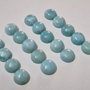 Larimar Natural, Corte Redondo, Pulido, 9 mm, Cabujón, Piedra Preciosa Suelta |   Suministros para la Fabricación de Joyería |   Proveedor Mayorista - Product Image 1