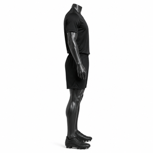 Conjunto de Camiseta de Fútbol Negra para Hombre, Manga Corta, Cuello en V, Absorbe la Humedad, Transpirable, Poliéster, Uniforme con Número 11 y Diseño de Puntos - Product Image 4