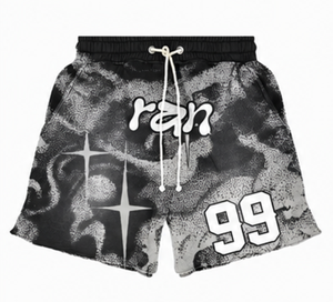 Conjunto deportivo de malla de poliéster estampado, camisetas de hombros caídos extragrandes con estampado personalizado y conjunto de pantalones cortos extragrandes para hombre - Product Image 4