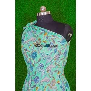 Robe midi moulante en coton 100% à imprimé floral multicolore, boutonnée sur une épaule, pour femme, décontractée, tendance, été, très vendue - Product Image 5