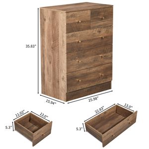 Cassettiere con Finitura Melaminica Effetto Lino 66*40*91cm, 3+2 Cassetti, Maniglie Oro Opaco, in Truciolato - Product Image 5