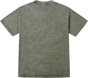 T-shirt personnalisé délavé à l'acide, coupe oversize, imprimé vintage vieilli, en coton épais uni pour homme - Product Image 6
