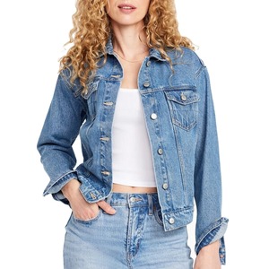 แจ็คเก็ตยีนส์ผู้หญิงทันสมัย ติดกระดุม สำหรับฤดูหนาว เป็นมิตรกับสิ่งแวดล้อม สไตล์ลำลอง สตรีทแวร์ เสื้อคลุมกันลม ระบายอากาศได้ดี แฟชั่นทันสมัย ใช้ได้ทุกวัน รับผลิตแบบ OEM - Product Image 1