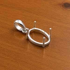 Base de Plata de Ley 925 Ovalada de 8x10mm para Colgante con Engaste de Garras, para DIY con Cabujón de Resina o Piedra, Semimontura de Joyería - Product Image 3