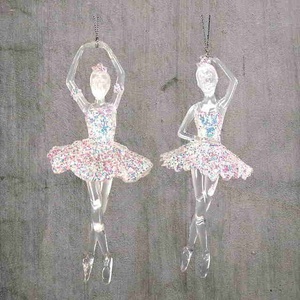 Décoration de Noël et du Nouvel An, flocon de paillettes argenté scintillant doré clair, couleur Taylor, acrylique 3D, ornement ballerine - Product Image 1