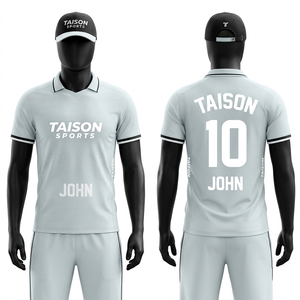 Mens <b>Cricket</b> Uniform 140g Premium Polyester Kit Navy Blue <b>White</b> Contrast Panel Custom Digital Print Embroidery Logo Short Sleeve - Product Image 3