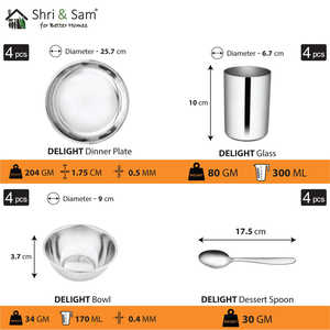 Service de vaisselle en acier inoxydable 16 pièces pour 4 personnes Delight - Product Image 3