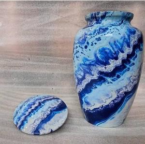 Urna Funeraria Decorativa de Metal Hecha a Mano con Diseño Art Deco, Florero de Mesa de Gran Capacidad, Antigüedades Funerarias CO - Product Image 4