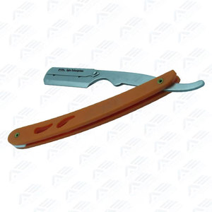 Rasoir de barbier à lame droite durable, couteau de rasage pliable orange, manche uni pour salon et usage professionnel - Product Image 2