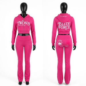 Conjunto de Camiseta y Leggings Deportivos para Mujer, Color Negro y Rosa, 220 GSM, Poliéster y Elastano, Logotipo Personalizado, Sublimación, Transferencia de Calor - Product Image 3