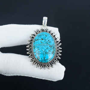 Collar de Plata de Ley 925, colgante de declaración antigua, joyería de piedras preciosas, colgante hecho a mano, regalo para ella - Product Image 1