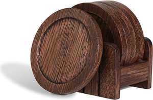 Wooden <b>Coasters</b> Grown Hardwood <b>Drink</b> <b>Coasters</b> for Bar Kitchen Home Tabletop Protection - Product Image 6