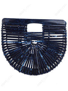 Pochette de soirée semi-circulaire en acrylique bleu marine, design architectural, pour acheteurs en gros, OEM et sous marque privée - Product Image 6