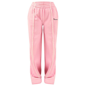 Pantalones de chándal de felpa francesa gruesa para mujer al por mayor – Joggers de algodón de pierna ancha extragrandes con dobladillo sin rematar - Product Image 5