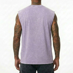 Débardeur Homme Personnalisé Effet Vieilli Délavé Style Hip-Hop Streetwear Haut de Gamme Noir Anthracite Effet Neige - Product Image 3
