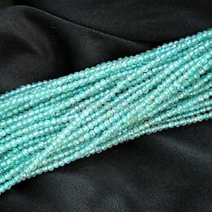 Cuentas redondas microfacetadas de apatita azul natural de 2 mm, cuentas de apatita azul con corte de diamante para la fabricación de joyas, gemas sueltas facetadas al por mayor. - Product Image 4