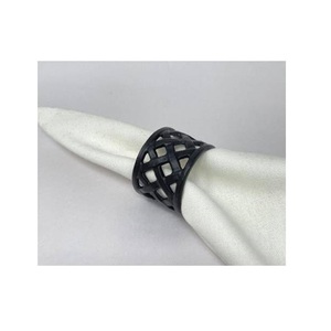 Modern Black Aluminum Eco-Friendly Durable Customizable Napkin Ring Holder Minimalist Decorative Dining <b>Table</b> Wedding Home Decor - Product Image 2