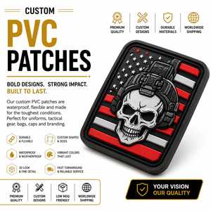 Custom Eco-Friendly PVC Skull Helmet American Flag 3D Tactical <b>Sew</b>-<b>On</b> Morale <b>Patch</b> for Bags Caps Uniforms - Product Image 4