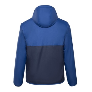 Veste coupe-vent imperméable personnalisée de haute qualité en polyester à capuche avec fermeture éclair contrastée, décontractée, pour l'extérieur, grande taille, pour hommes - Product Image 2